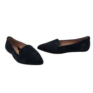 Taryn Rose Dark Blue Faye Suede Leather Pointed Toe Flats sz 7B Minimalist Basic